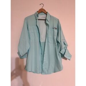 Columbia Pfg Fishing Sun Omnishade Men's Vented Breathable Beach Shirt Sm Blue